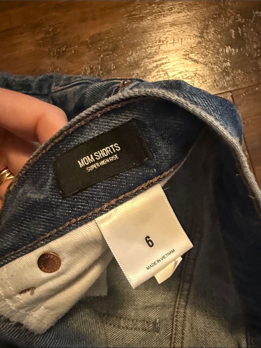 Express Ripped Button-Fly Denim Shorts - Medium Blue - Picture 3 of 3